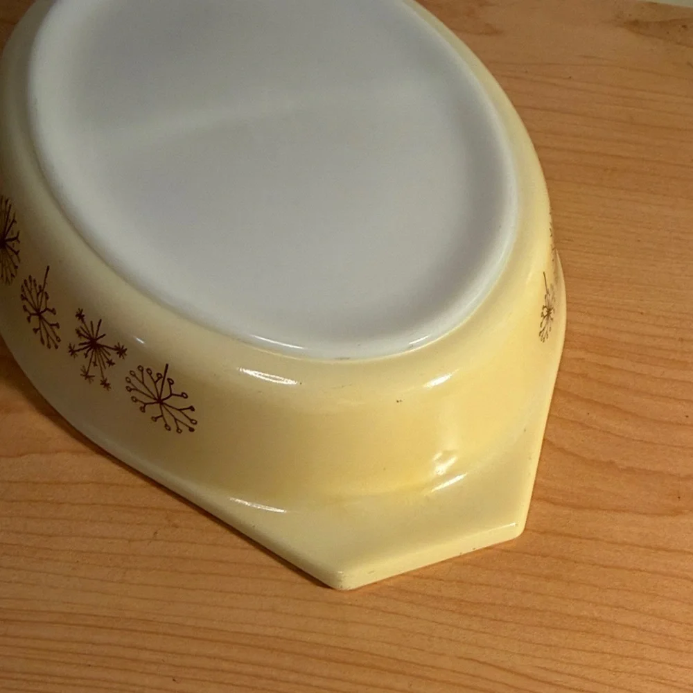 Pyrex Vintage 1959 Dandelion Duet Divided Casserole Dish 1.5 Qt – Yellow-No Lid